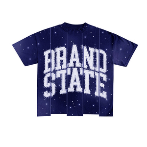 Up Felt Premium Men’s Galaxy Print Oversized T-<b>Shirt</b> High-Quality Cotton Streetwear Custom <b>Patchwork</b> Design with Chenille - Product Image 2