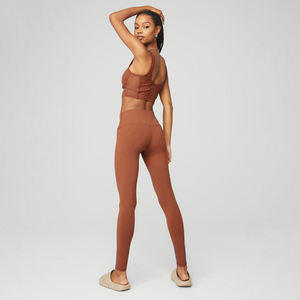 2026 Ensemble de sport personnalisé pour femme, comprenant un legging de yoga taille mi-haute et un soutien-gorge de sport, couleur unie, grande taille, pantalon de compression moulant pour la gym, imperméable et délavé - Product Image 2