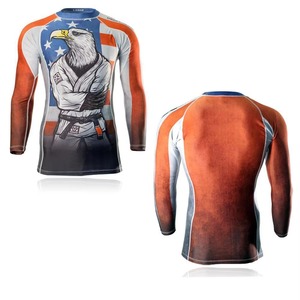 Best Quality <b>Men's</b> <b>Compression</b> <b>Shirt</b> MMA Rash Guard Short BJJ Top Selling Customized Sublimation Breathable Anti-UV Front - Product Image 4