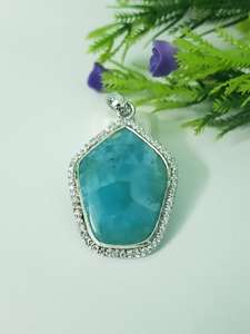 Colgante de Larimar en Plata de Ley 925, Joyería de Piedra Preciosa Natural Hecha a Mano, Elegante Regalo para Mujer, Estilo Oceánico - Product Image 4