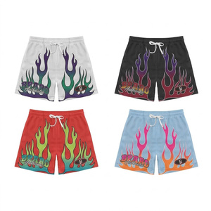 Shorts de basketball en maille 100 % polyester personnalisés style streetwear, confortables et décontractés, avec taille élastique, shorts de bain en maille avec cordon de serrage - Product Image 1