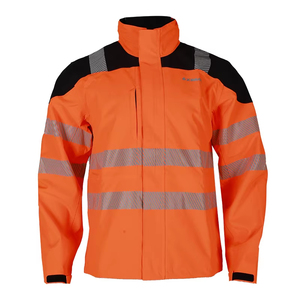 Men's Orange High Visibility <b>Work</b> Jacket With Reflective Stripes Waterproof Zipper Closure Polyester Material <b>Winter</b> <b>Wear</b> - Product Image 1
