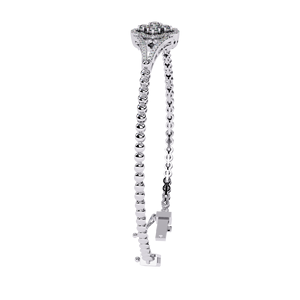 Women's 925 <b>Silver</b> Rhodium Plated Moissanite <b>Bracelet</b> Round Brilliant Cut Flower Design Claw Setting Classic Wedding <b>Bangle</b> - Product Image 3