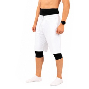 Short de bain tricoté à cordon de serrage pour homme, séchage rapide, longueur genou, couleur unie, pour sports d'été, gym et natation - Product Image 2