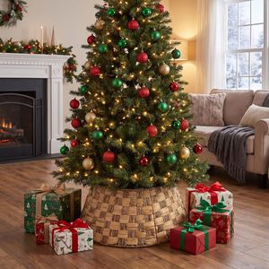 Water Hyacinth & Seagrass Christmas <b>Tree</b> <b>Stand</b> Cover Tapered Wicker <b>Tree</b> Ring Rustic Holiday and Christmas Home Decor - Product Image 3