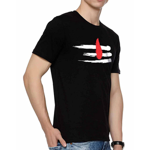 Men's Black Short Sleeve T-<b>Shirt</b> With Red <b>Flame</b> Print Casual O-Neck Jersey Cotton Top - Product Image 3
