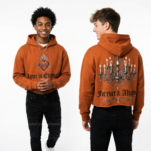 Sweat à capuche noir délavé pour homme avec imprimé graphique Cœur en fil barbelé, style streetwear, en molleton épais, fabricant de vêtements personnalisés - Product Image 3