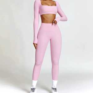 <b>Low</b> MOQ OEM Women Yoga <b>Leggings</b> Full Length Stretch Pants Breathable Lightweight High <b>Waist</b> Patterned Custom Logo Activewear - Product Image 2