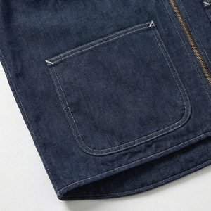 Chaleco Utilitario de Mezclilla Azul Oscuro |   Chaleco vaquero con cremallera y múltiples bolsillos |   Chaqueta sin mangas estilo streetwear de gran tamaño |   Fabricante OEM Personalizado - Product Image 4