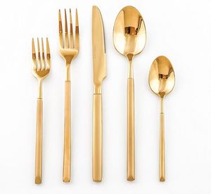Modern Gold Steel Flatware Set High <b>Mirror</b> Polish Rust Resistant Wedding Occasion Cutlery - Product Image 2