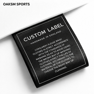 ป้ายผ้าสี่เหลี่ยมผืนผ้าแบบทอสั่งทำพิเศษของ OAKSM SPORTS ป้ายติดเสื้อผ้าทำมือในอังกฤษ พิมพ์ลายตัดด้วยเลเซอร์ - Product Image 2