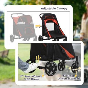 Passeggino per Animali Domestici Pieghevole con Un Solo Clic, Ammortizzatori Anteriori, Freni, Borse Portaoggetti e Finestra a Rete - per Cani e Gatti - Product Image 6
