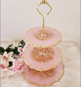 Soporte de Pastel de Resina Ecológico Hecho a Mano de Lujo, de 2 Piezas, para Exhibición de Postres en Cumpleaños/Bodas, Decoración del Hogar/Panadería - Product Image 4