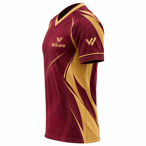 เสื้อเจอร์ซีย์กีฬาผู้ชายวิลแคร์สีดำ-เขียวนีออน พิมพ์ลายแบบซับลิเมชั่น แห้งเร็ว แขนสั้น สีดำ-เขียวนีออน - Product Image 4