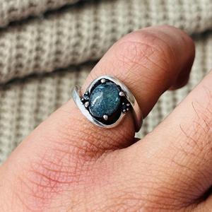 Boho Moss Agate Solitaire Brass <b>Ring</b> Silver Plated Womens <b>Statement</b> Bypass Wholesale <b>Ring</b> - Product Image 4