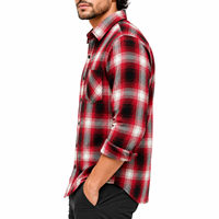 Camisas de Franela Rojas/Negras Bordadas con Logotipo Personalizado, Transpirables, Tejidas, de Algodón Puro Suave, Tallas XS-3XL, Camisas Casuales para Hombre