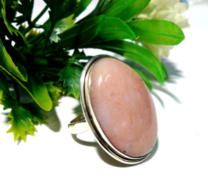 Bague Statement Ovale Faite à la Main en Argent Sterling 925 Certifié par un Tierce Partie, Ornée d'une Pierre Précieuse Opale Rose Naturelle, Style Bohème, pour Homme - Product Image 2