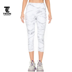 Leggings Capri de Cintura Alta, Color Azul Sólido, Sin Costuras, Elásticos, Transpirables, Deportivos, Pantalones de Yoga para Mujer, para Todas las Temporadas - Product Image 3