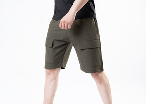 Pantalones Cortos Cargo Verde Oliva para Hombre, Cintura Media, Tejido Sólido de Secado Rápido, Estilo Casual, con Bolsillos y Cintura Elástica - Product Image 3