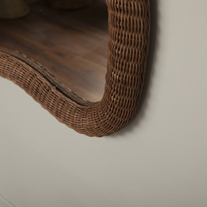 Timeless Rattan Irregular Wall <b>Mirror</b> Natural Wicker Frame Decorative <b>Hanging</b> <b>Mirror</b> Bohemian Home Decor Accent For Hotel - Product Image 3