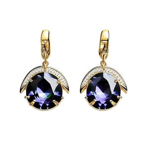 <b>Earrings</b> Real Silver 925 <b>Fine</b> Jewelry Blue Drop <b>Dangle</b> <b>Earrings</b> 18K Gold Plated <b>Earring</b> for Women - Product Image 1
