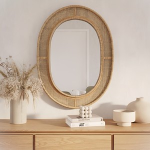 On-trend boho style <b>mirror</b> with logo custom made handwoven rattan framed wall <b>mirrors</b> best price - Product Image 4