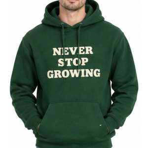 เสื้อฮู้ดดี้สีเขียวสำหรับผู้ชาย ยี่ห้อ Never Stop Growing ผ้าฝ้ายทรงปกติ สวมใส่สบาย มีกระเป๋าพิมพ์ลายด้านหน้า - Product Image 2