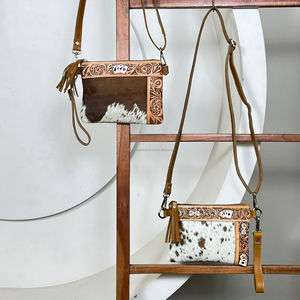 Bolso de Mano Mini OEM para Mujer, Diseño Floral y con Tarjetero, Bolso Cruzado de Cuero Repujado, Bolsos de Hombro de Cuero Vacuno Genuino para Mujer - Product Image 4