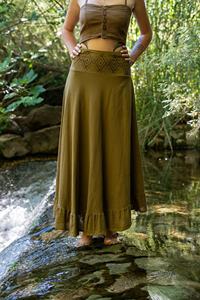 Falda Maxi de Algodón |   Falda con Estampado Tribal |   Cintura Elástica |   Falda Bohemia Asimétrica Estilo Gitano para Mujer - Product Image 3