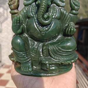 Figura de Ganesha de Jade Colombiano Verde, Escultura Tallada a Mano en Piedra Preciosa, para Decoración del Hogar u Oficina, Regalo - Product Image 3