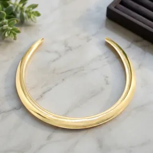 Luxury Handmade Brass Hasli <b>Necklace</b> | Gold Plated Adjustable Collar <b>Necklace</b> | Minimalist Statement Jewelry for Women - Product Image 3