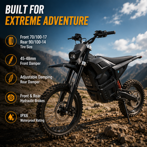 Bicicleta Eléctrica Todoterreno de Aluminio con Motor Central de Accionamiento Directo, 7000W Pico, 250Nm Torque, Batería de Litio 72V25Ah, LED - Product Image 3