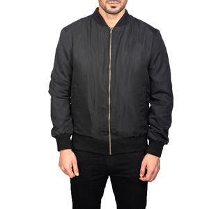 Chaqueta Bomber Formal Negra para Hombre, Cuello Alto, Cierre de Cremallera, Corte Regular, 100% Nailon Ecológico, Secado Rápido, Transpirable, para Invierno - Product Image 2