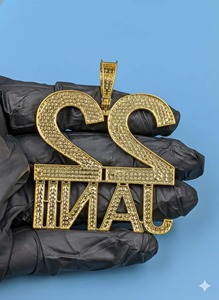 Colgante de Hip Hop con Letra Personalizada de Diamante Moissanita en Plata 925 Chapada en Oro, Joyería Bling Iced Out, Fabricante de India - Product Image 3