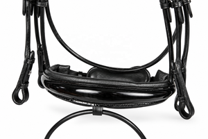 Horsekraft HK-BR371 Bridon de cheval en cuir noir de haute qualité avec frontale en strass de cristal, muserolle rembourrée et sangles réglables argentées - Product Image 2