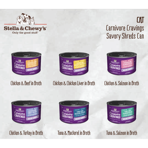 Snacks Carnivore Cravings de Stella & Chewy's para Gatos - Apto para Todas las Edades (Lata de 5.2 oz) Pollo y Salmón - Product Image 1