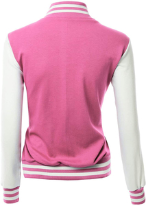 Veste universitaire boutonnée pour femme, vêtement d'extérieur tendance avec intérieur doux et détails contrastés pour un style décontracté et urbain - Product Image 2