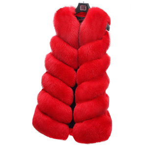 Gilet en fausse fourrure de renard pour femme AL SWANS INTERNATIONAL, sans manches, épais, chaud, pour l'hiver, col amovible, couleur unie, luxe - Product Image 3