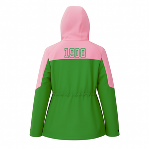 Alpha |   Kapa |   Veste de pluie Alpha Sorority, veste softshell à capuche, veste varsity pour femmes, imperméable, accessoires grecs - Product Image 3