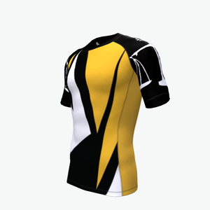 Rashguard personnalisé à manches courtes, coupe compressive OEM, haut de sport à séchage rapide, t-shirt d'entraînement par sublimation, fabriqué au Pakistan - Product Image 5