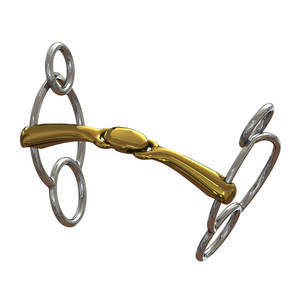 Brida de metal dorado con anillas redondas para equitación - Product Image 6