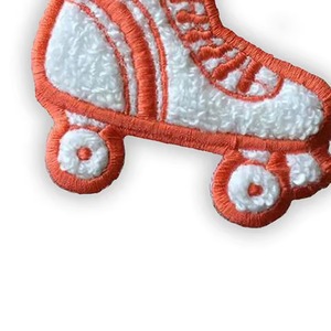 Patch brodé pour patins à roulettes, appliqué thermocollant, tissu chenille blanc et orange, décoration, cadeau - Product Image 6