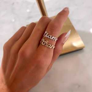 Anillos Apilables con Letras Personalizadas, Nombre en Escritura Personalizada, Joyería Fina Minimalista de Lujo para Uso Diario, Oro Sólido de 14k y 18k, Precio de Fábrica - Product Image 3