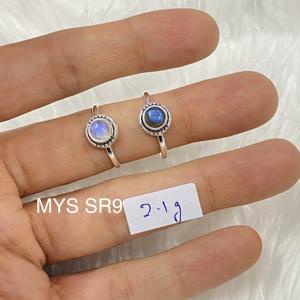Anillo de Piedra Lunar Arcoíris Estilo Boho y Anillos de Plata de Ley 925, Precio al por Mayor, Joyería de Plata - Product Image 1