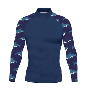 <b>Men's</b> Full Sleeve Rash Guard Shark Print UPF50+ Quick Dry Polyester/Nylon Swim <b>Shirt</b> Adult Anti-Uv Protection - Product Image 1