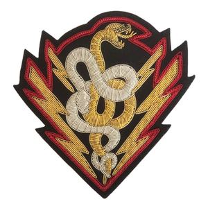 Badges triangulaires brodés à la main de conception de serpents accrocheurs 12x13 cms taille personnalisée vestes à coudre Blazers Jeans broche caractéristique - Product Image 1