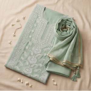 Conjunto de Ropa Tradicional Elegante para Mujer, Estilo Chikankari, Color Menta - Product Image 6