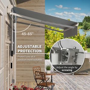 8FT X 6.6FT Manual Retractable Awning Green/White Sun Shade Deck <b>Window</b> <b>Cover</b> for Patio Folding Arms Windproof for Terraces - Product Image 4