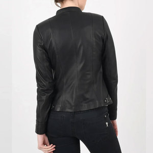 Vestes en cuir véritable pour femmes, de qualité supérieure, sur mesure, pour motards, style crop, en gros. - Product Image 2