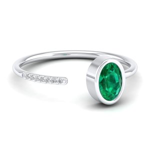 Anillo REYES de Lujo en Plata de Ley 925 con Moissanita y Esmeralda para Mujer, Minimalista, Chapado en Oro de 14K y Rodio, Joyería Fina - Product Image 1